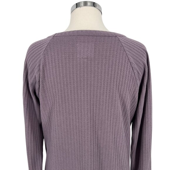 Chaser Waffleknit Long Sleeve Lavender Pullover Top With Button Cuff Size XL - Picture 6 of 11
